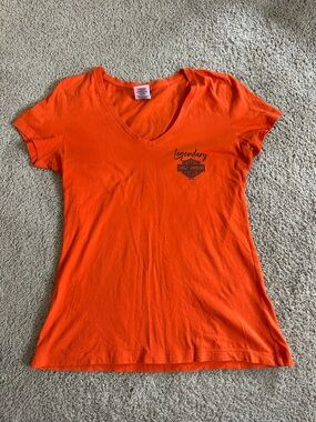Harley-Davidson Orange Scoop Neck Tee with Black Logo